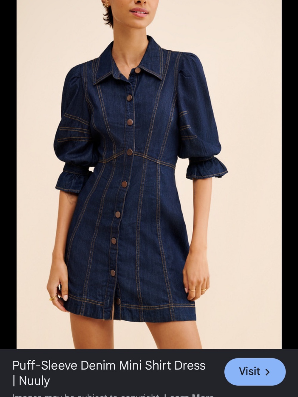 Anthropologie puff sleeve denim dress 8 petite runs small